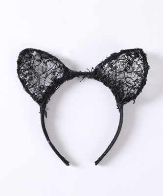 Sequin Laced Ear Halloween Headband HN400154 BLACK